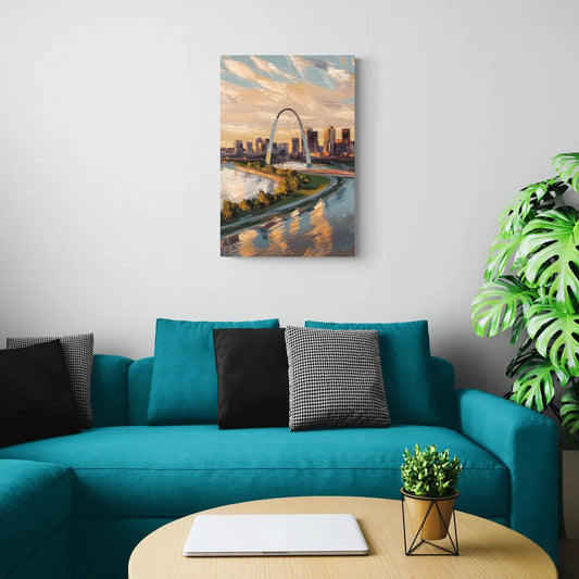 St. Louis Downtown Aerial View - Canvas Wall Art Living Room