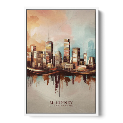 McKinney Urban Skyline - White Frame Canvas
