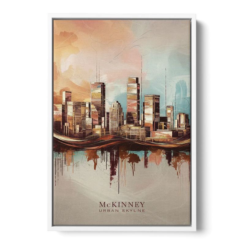 McKinney Urban Skyline - White Frame Canvas