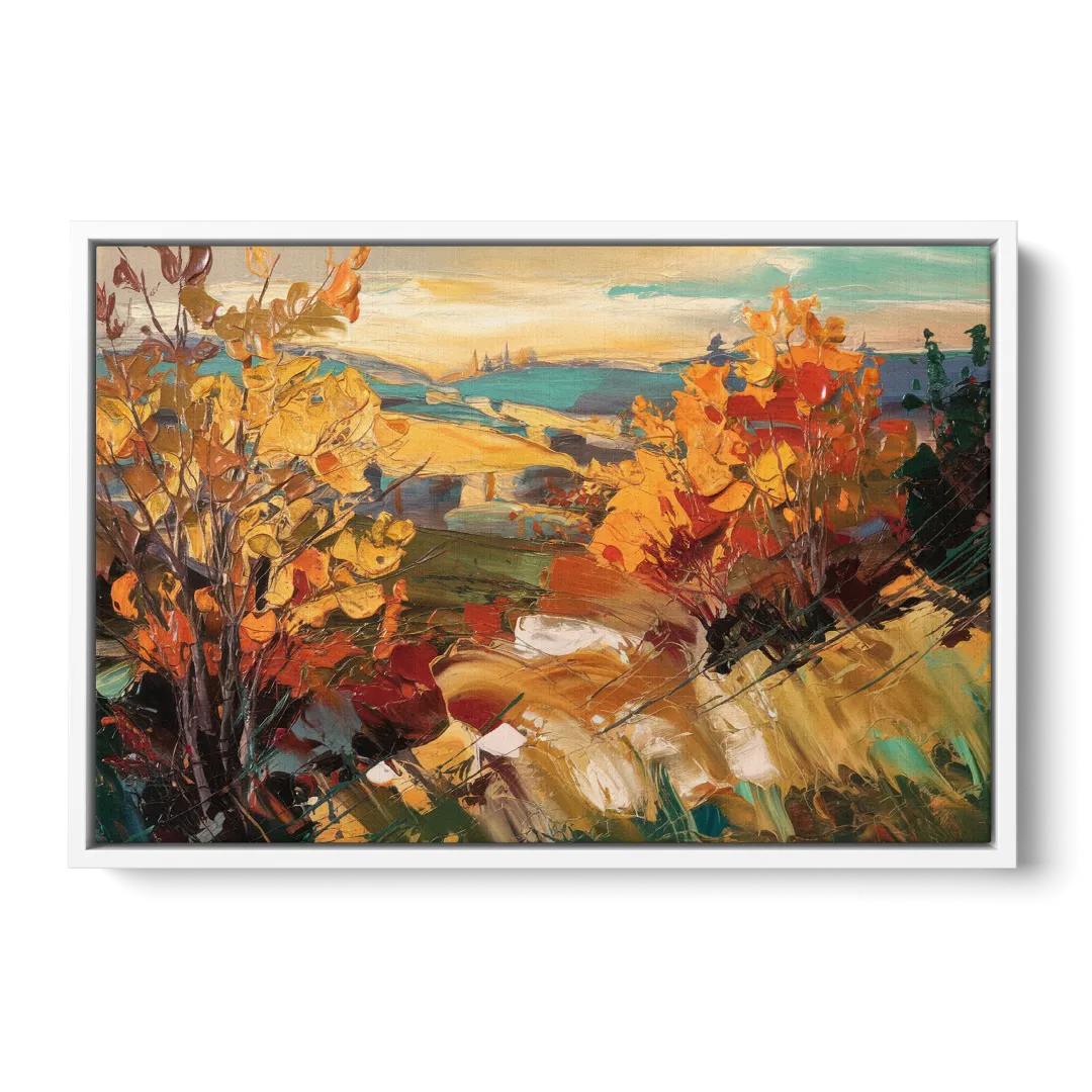 Spokane Autumn Colors - White Frame Canvas