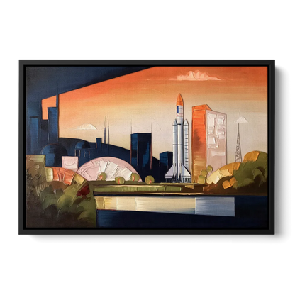 Huntsville Modern Cityscape - Black Frame Canvas