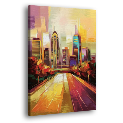 Atlanta Skyline and Peachtree Street - Canvas Print Art Sides