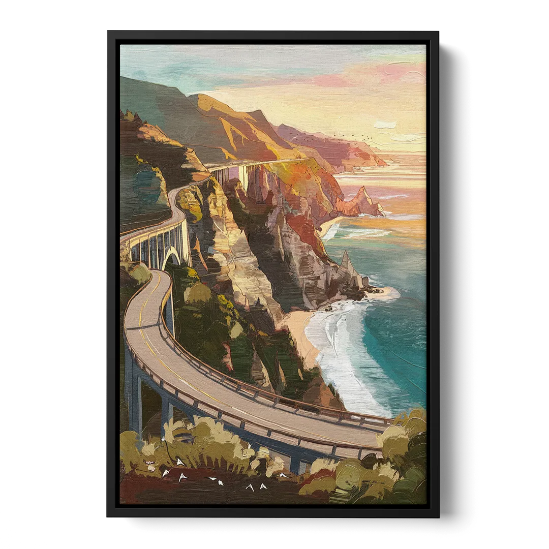 Big Sur Scenic Highway - Black Frame Canvas