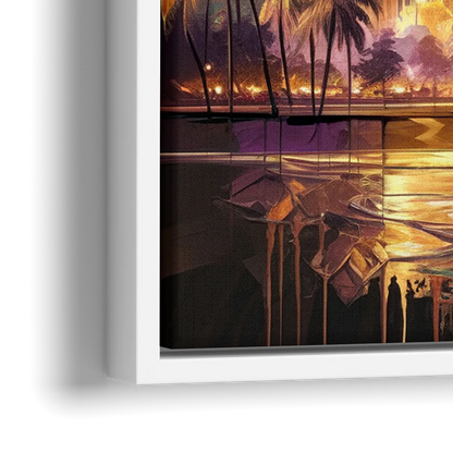 Tampa Modern Downtown View - Close-Up White Frame Canvas