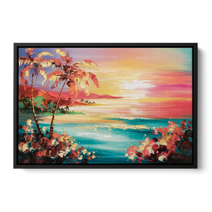 Fort Lauderdale Coastal Sunset - Black Frame Canvas