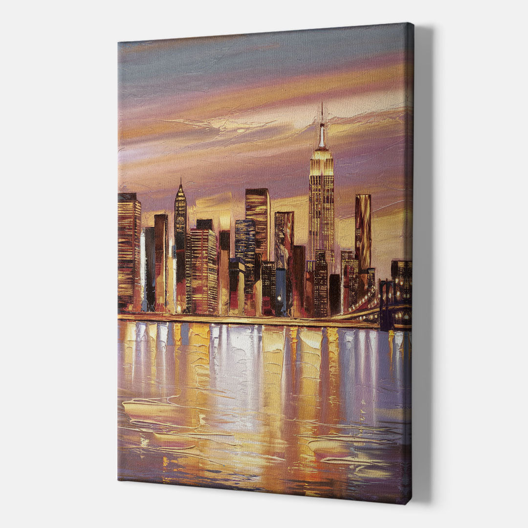 New York City Skyline at Dusk - Canvas Wall Art Indoor