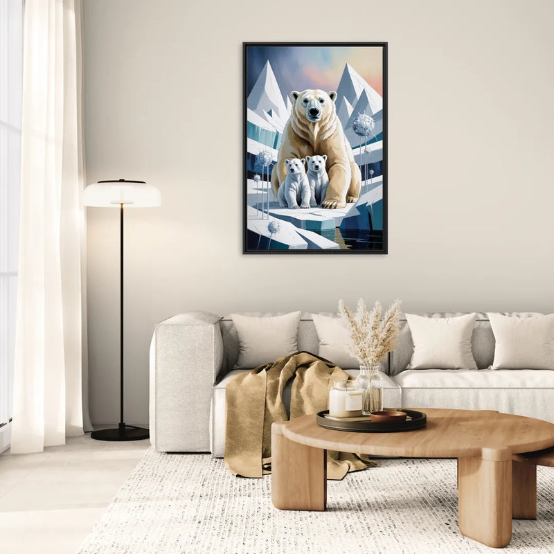 Polar Bear Majesty - Living Room Black Frame Canvas