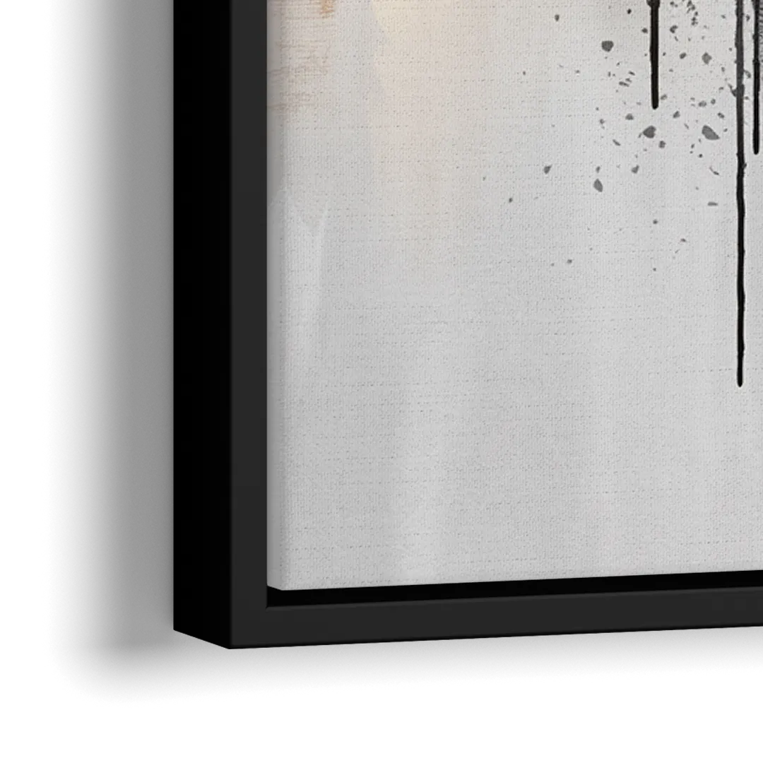 New York City Skyline Black Ink Style Minimalist - Close-Up Black Frame Canvas
