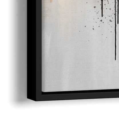 New York City Skyline Black Ink Style Minimalist - Close-Up Black Frame Canvas
