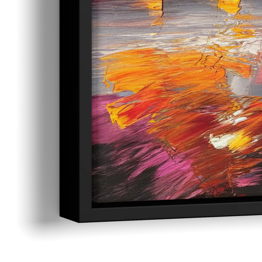 Plano Skyline Sunset - Close-Up Black Frame Canvas