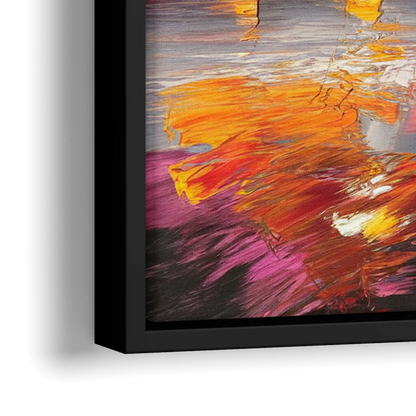 Plano Skyline Sunset - Close-Up Black Frame Canvas