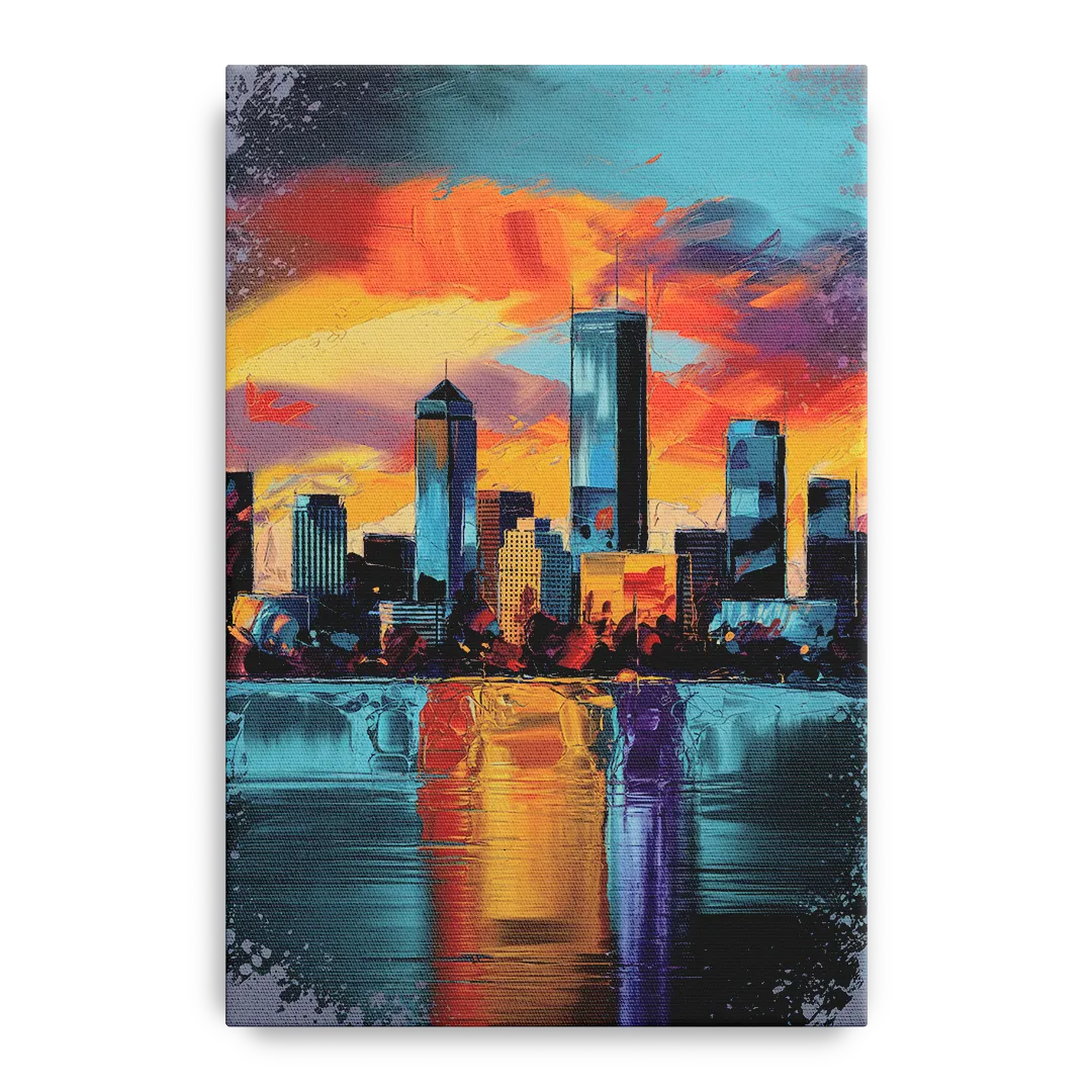 Oklahoma City Skyline Reflection - Canvas Wall Art