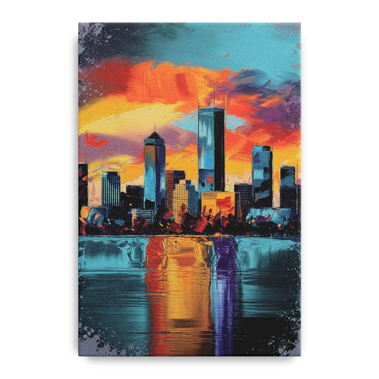 Oklahoma City Skyline Reflection - Canvas Wall Art