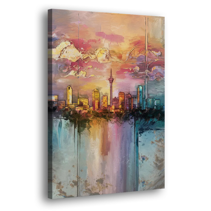 San Antonio Skyline Sunset - Canvas Print Art Sides