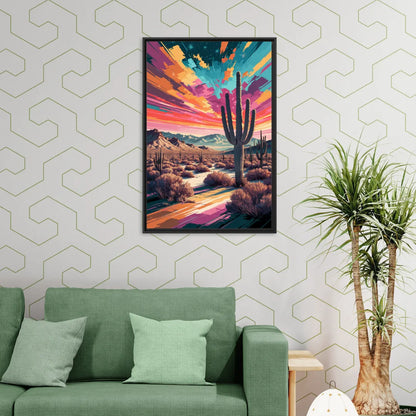 Chandler Desert Sunset - Living Room Black Frame Canvas