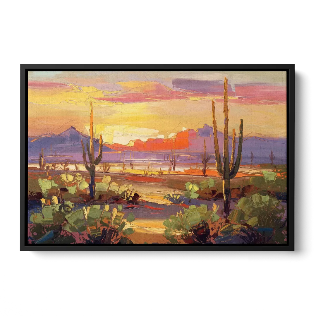 Phoenix Desert Horizon Scene - Black Frame Canvas