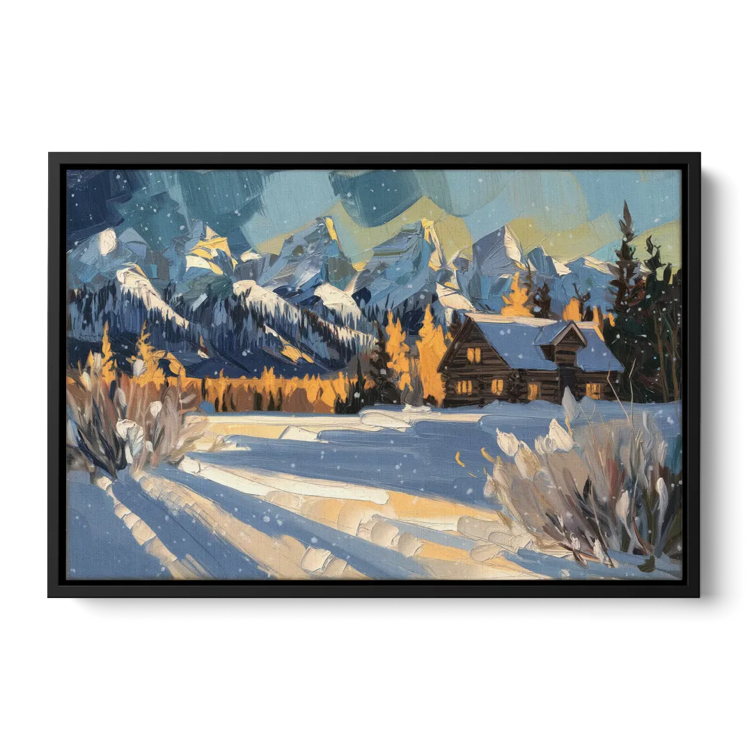 Jackson Hole Winter Wonderland - Black Frame Canvas