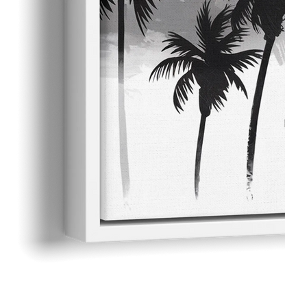 Los Angeles Black and White Cityscape - Close-Up White Frame Canvas