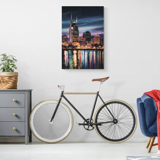 Nashville Cityscape at Night - Canvas Wall Art Living Room