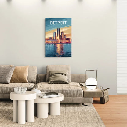 Detroit Historic Landmarks - Canvas Wall Art Living Room