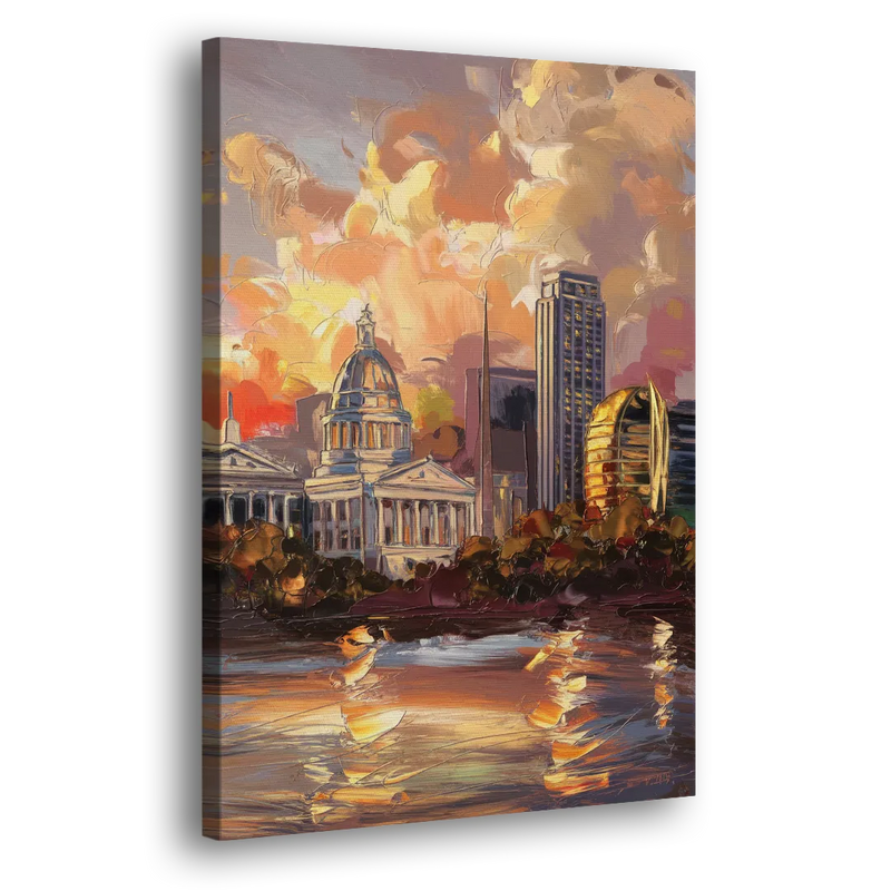 Little Rock Skyline at Sunset - Canvas Print Art Sides