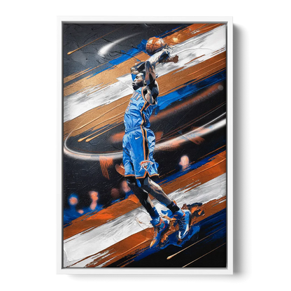 Oklahoma City Thunder Basketball - White Frame Canvas