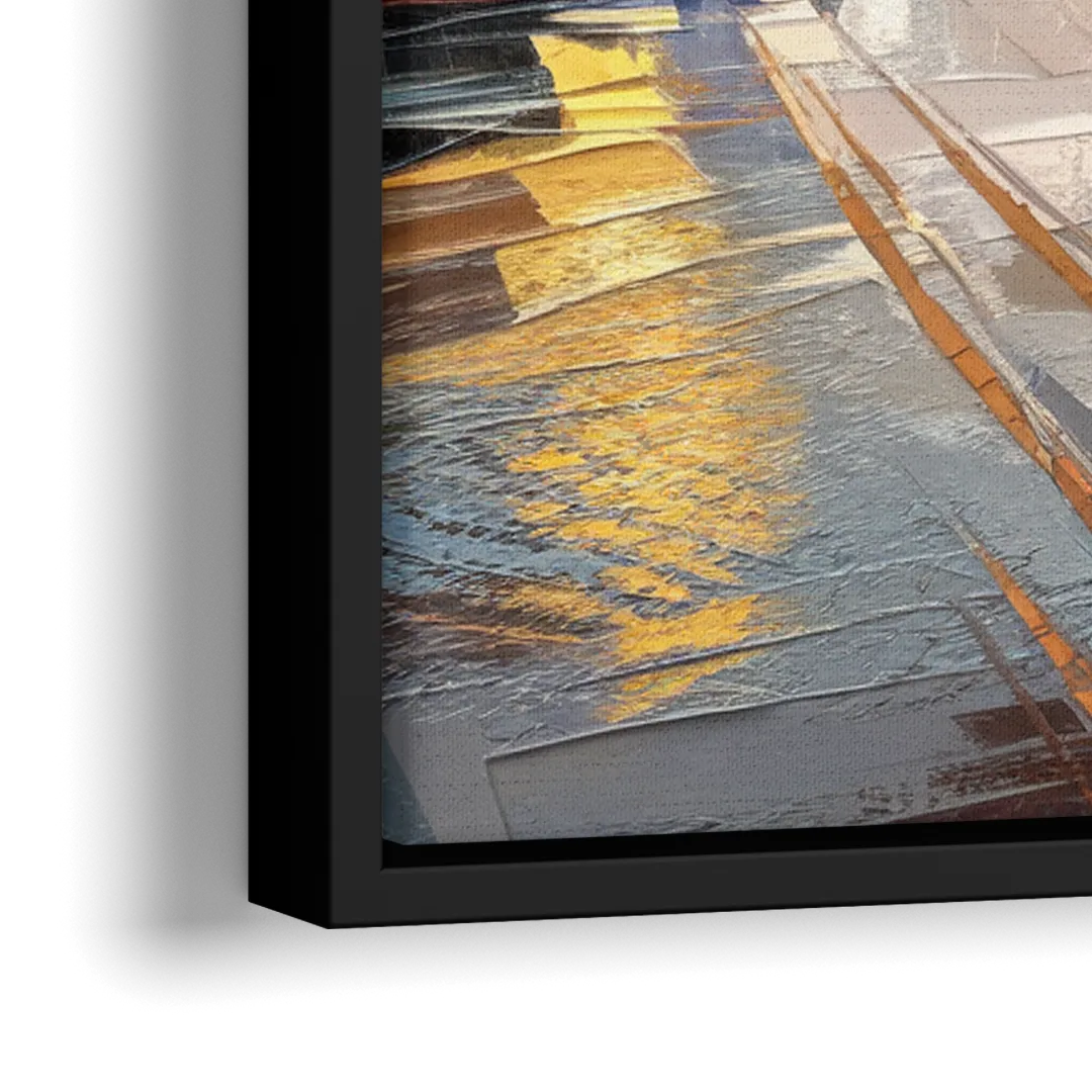 Anchorage Downtown Streets - Close-Up Black Frame Canvas