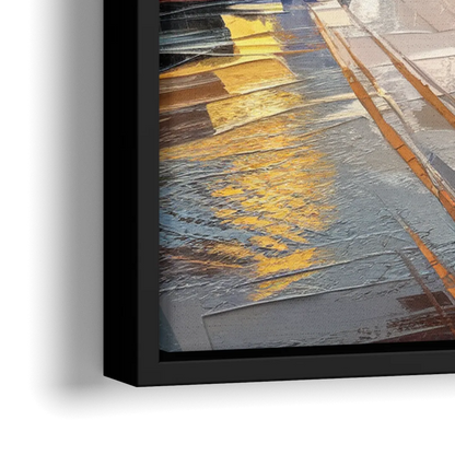 Anchorage Downtown Streets - Close-Up Black Frame Canvas