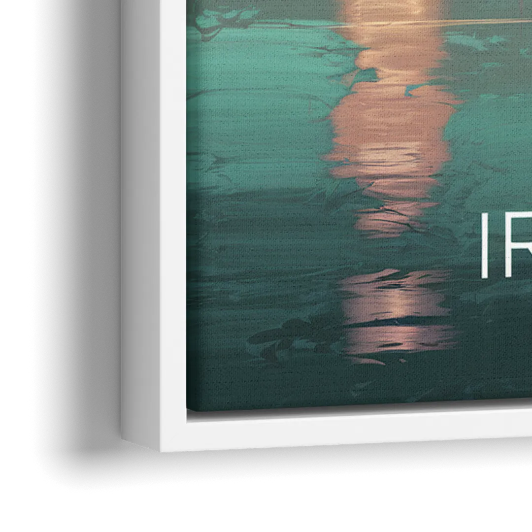 Irving Skyline Reflection - Close-Up White Frame Canvas