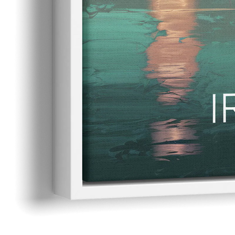 Irving Skyline Reflection - Close-Up White Frame Canvas