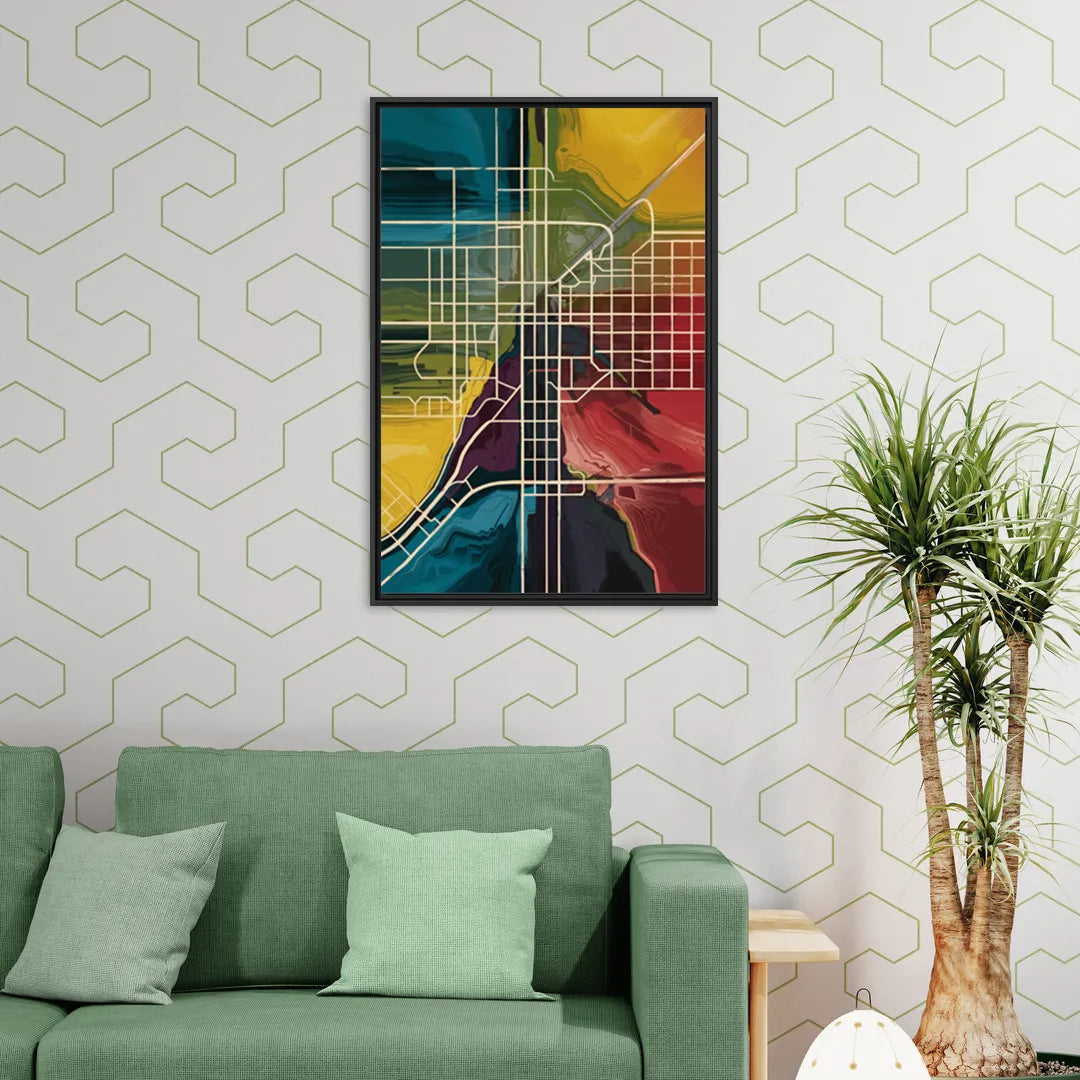 Las Vegas Map Design - Living Room Black Frame Canvas