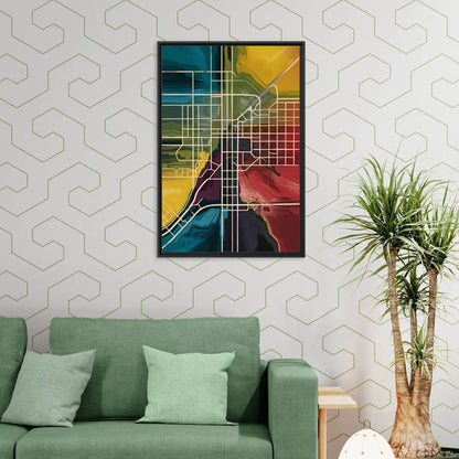 Las Vegas Map Design - Living Room Black Frame Canvas