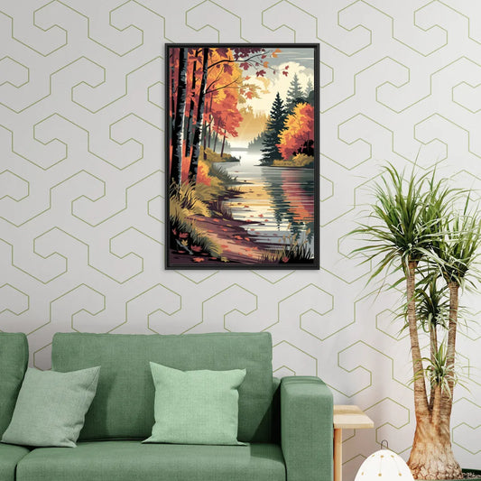 Ontario Autumn Colors - Living Room Black Frame Canvas