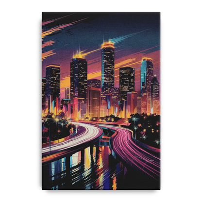 Houston City Lights - Canvas Wall Art