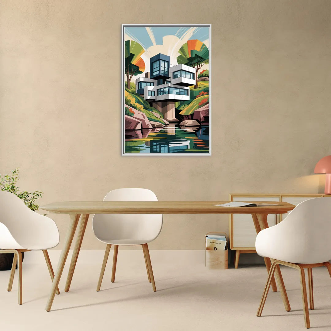 Habitat 67 Architecture - Living Room White Frame Canvas