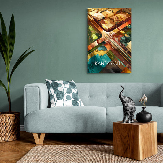 Kansas City Aerial View - Canvas Wall Art Living Room