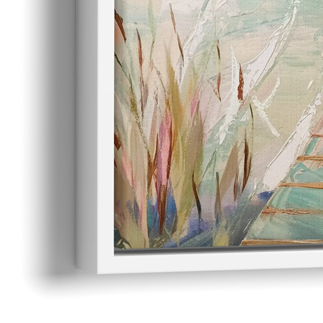 Seaside Boardwalk Dreams - Close-Up White Frame Canvas