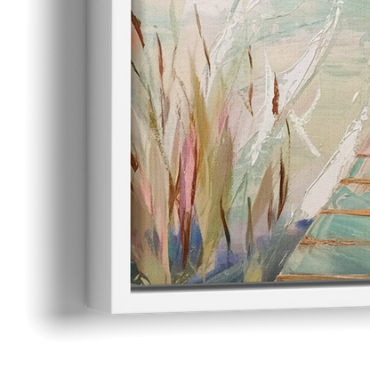Seaside Boardwalk Dreams - Close-Up White Frame Canvas