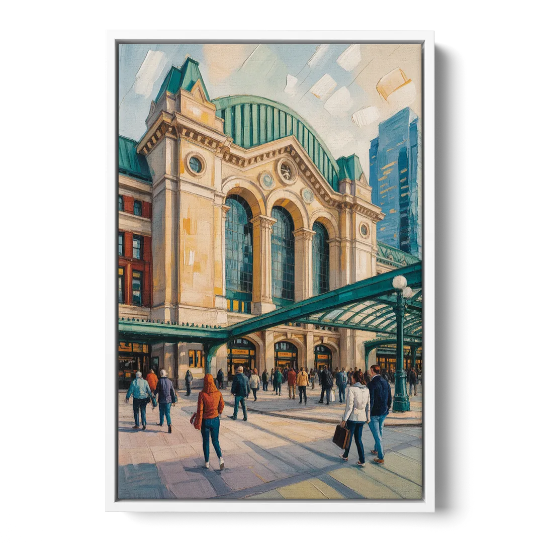 Toronto Union Station - White Frame Canvas