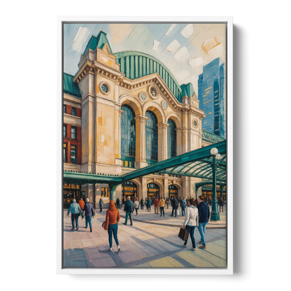 Toronto Union Station - White Frame Canvas