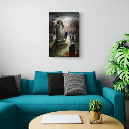 Tombstone Eerie Twilight - Canvas Wall Art Living Room