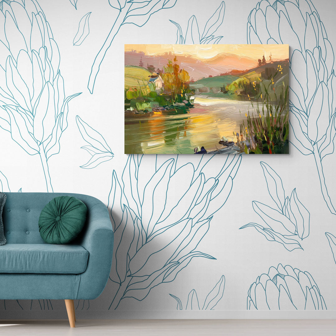 Ashland Riverfront Scene - Canvas Wall Art Living Room
