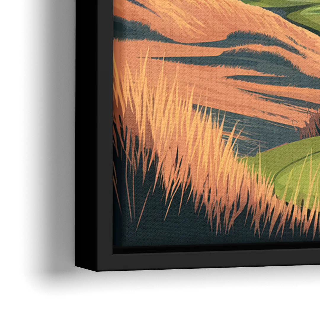 Bandon Golf Course Panorama - Close-Up Black Frame Canvas