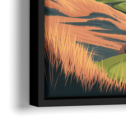 Bandon Golf Course Panorama - Close-Up Black Frame Canvas