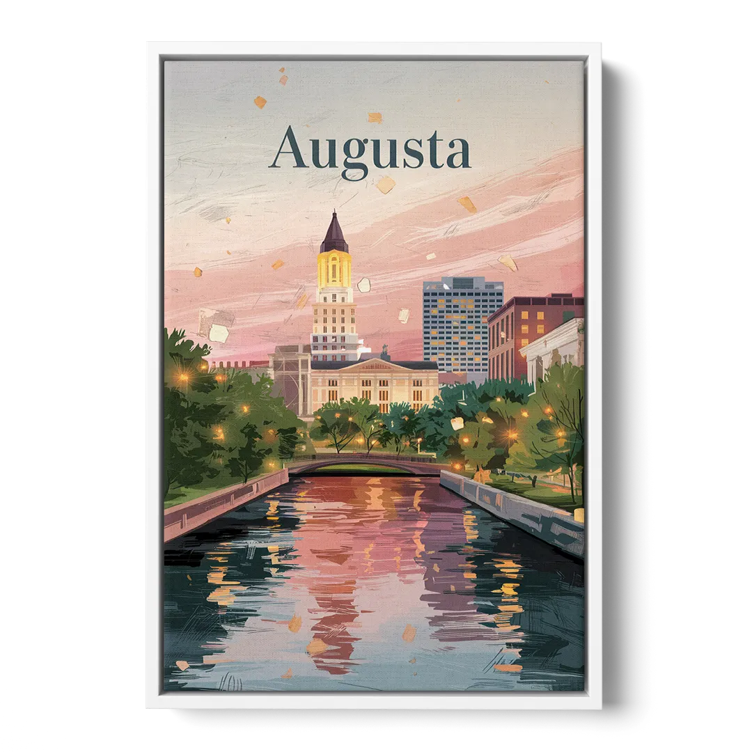Augusta Historic Downtown Charm - White Frame Canvas