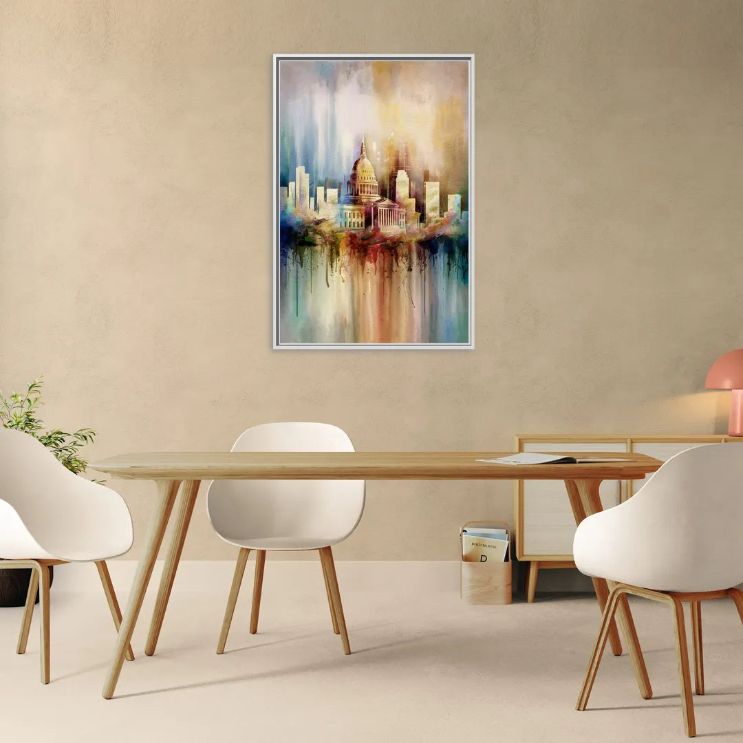 Nashville Tennessee State Capitol - Living Room White Frame Canvas