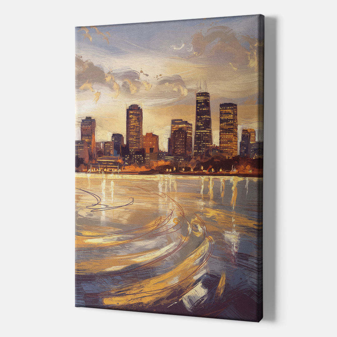 Boston Skyline with Charles River - Canvas Wall Art Indoor