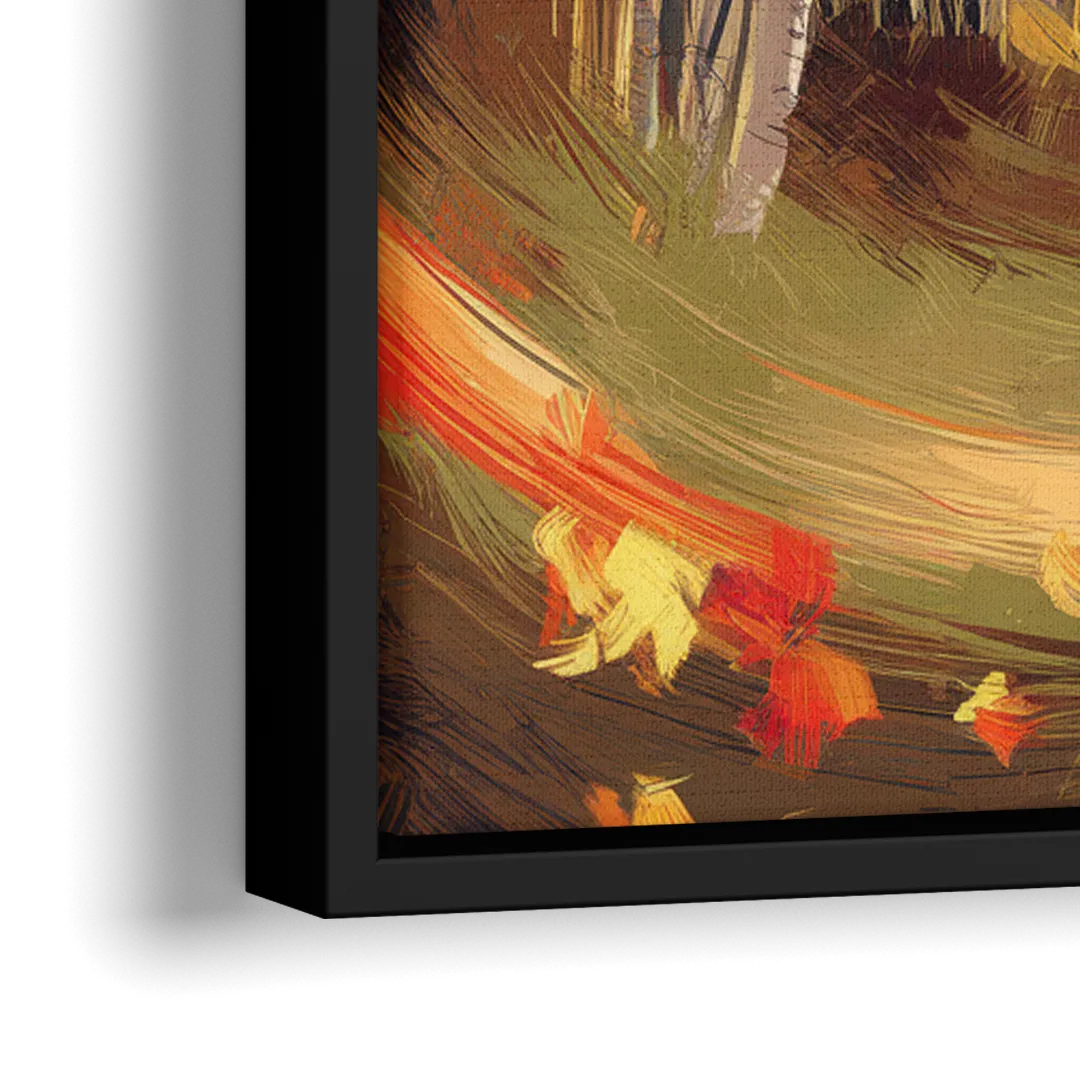 Aspen Quaking Leaves - Close-Up Black Frame Canvas