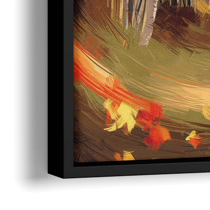 Aspen Quaking Leaves - Close-Up Black Frame Canvas