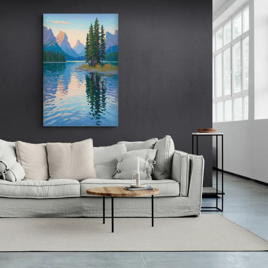 Maligne Lake Morning - Canvas Wall Art Living Room